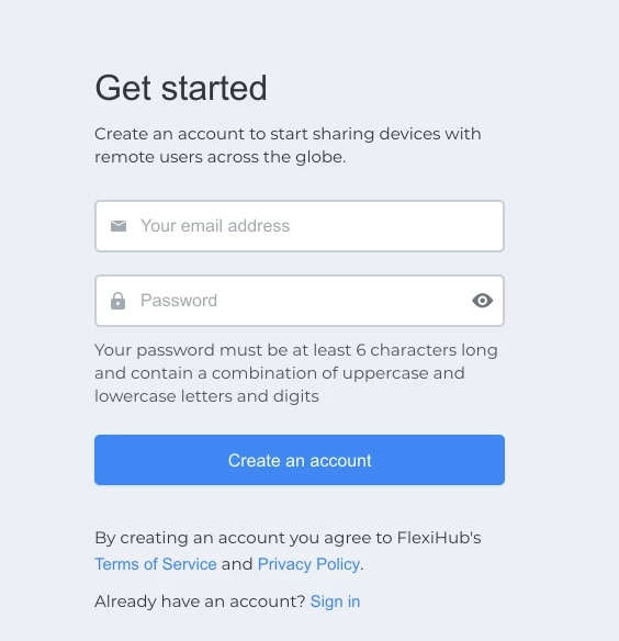 Create a FlexiHub account